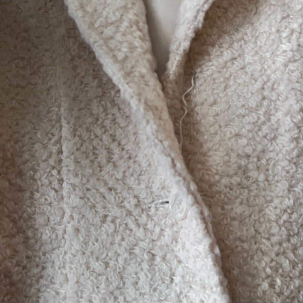 Vintage 100% Bouclé Wool Cream Textured Minimalist Teddy Blazer Size M - Picture 7 of 13